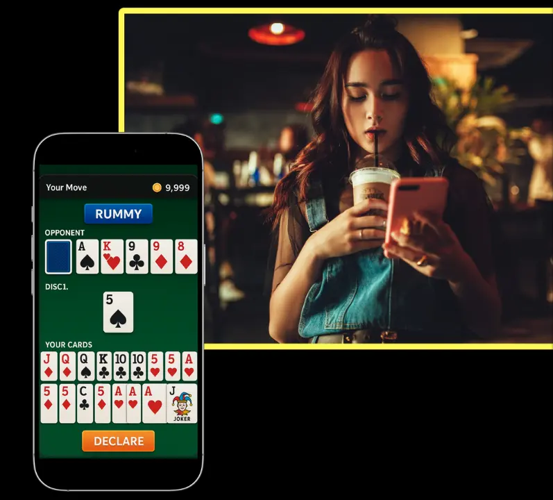 Rummy Playing Girl Image